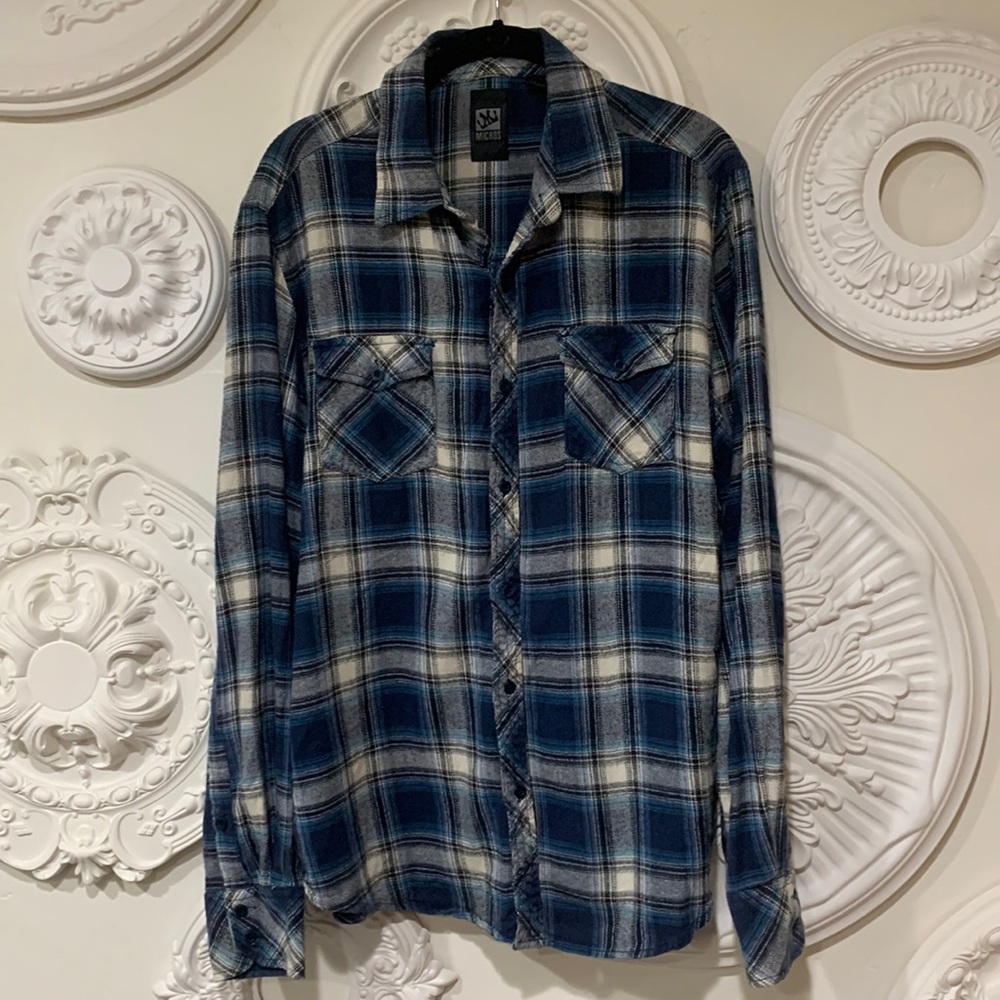 Blue plaid flannel shirt